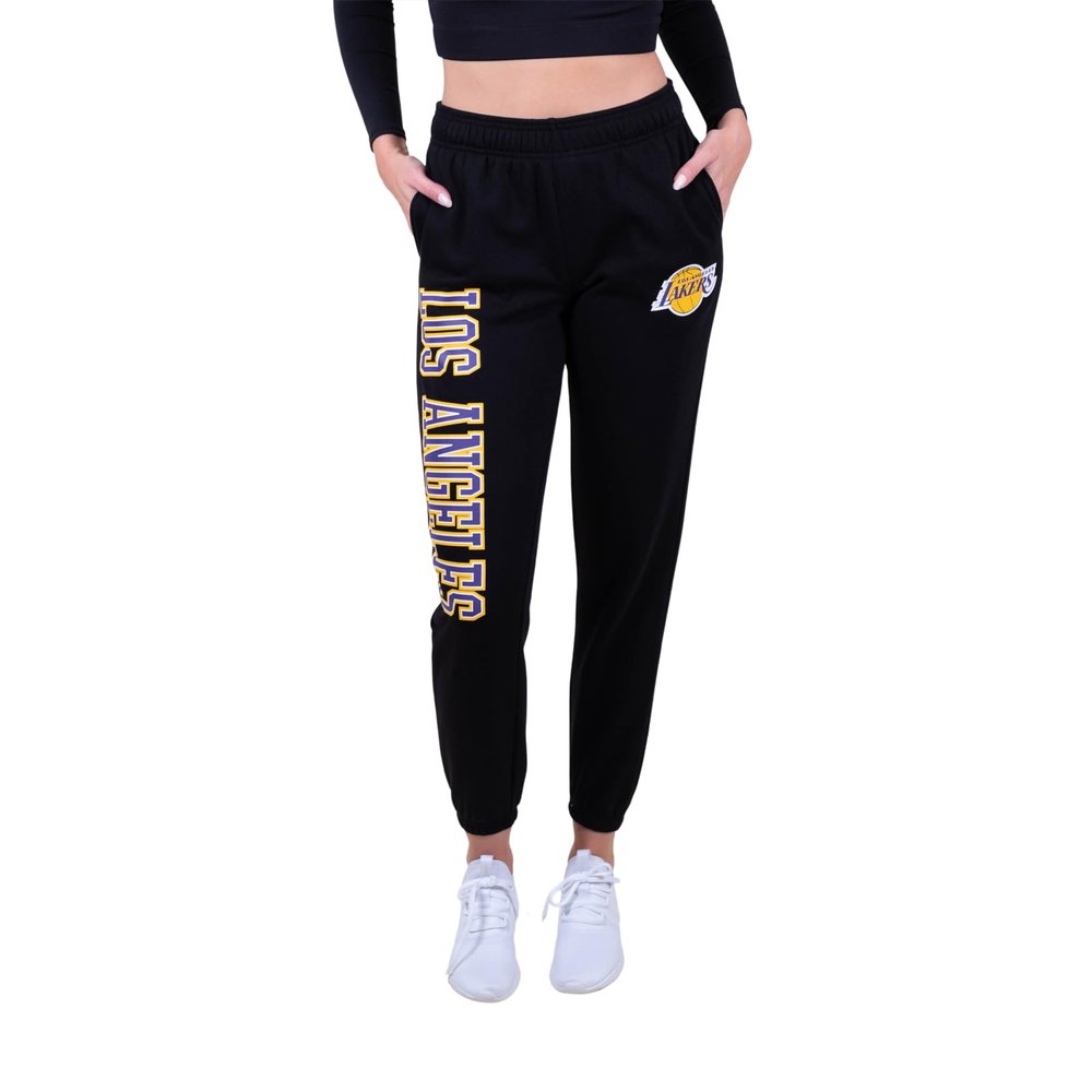 Ultra Game NBA Official Women's Super Soft Active Fleece Sweatpants Joggers, Los Angeles Lakers, Black, X-Large