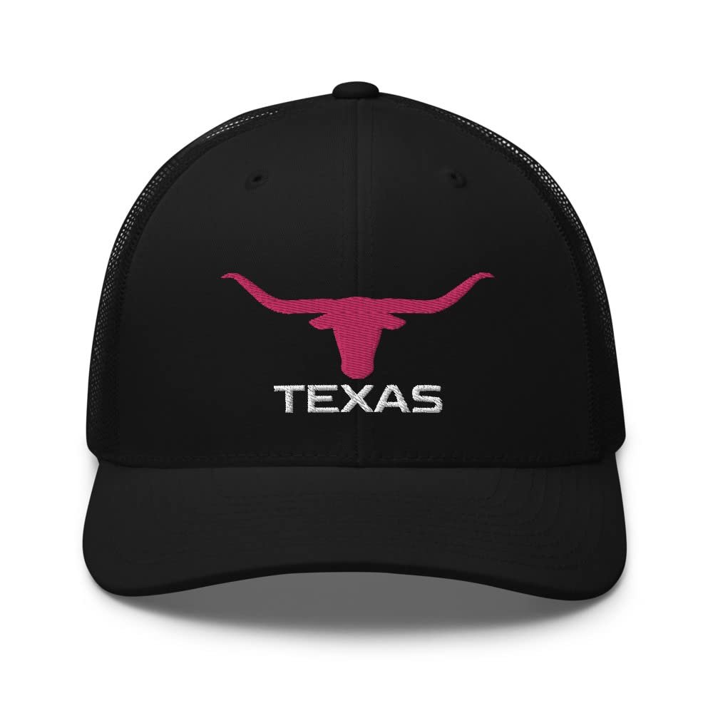 RIVEMUG Women's Texas Pink Longhorn Western Trucker Hat Country Rodeo Cowboy Embroidered Snapback Cowgirl Baseball Cap