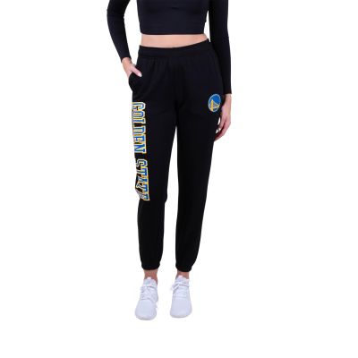 Ultra Game NBA Official Women's Super Soft Active Fleece Sweatpants Joggers, Golden State Warriors, Black, X-Large