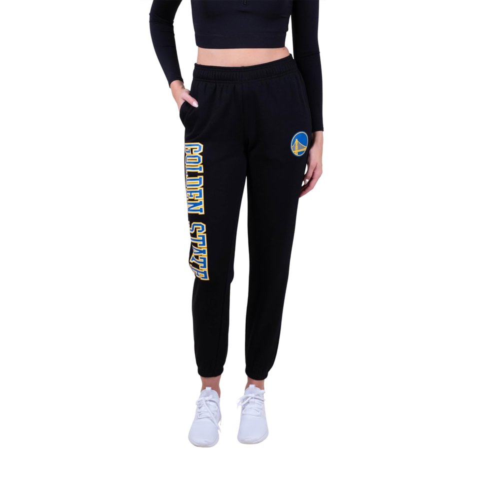 Ultra Game NBA Official Women's Super Soft Active Fleece Sweatpants Joggers, Golden State Warriors, Black, X-Large