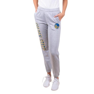Ultra Game NBA Official Women's Super Soft Active Fleece Sweatpants Joggers, Golden State Warriors, Heather Gray, Large