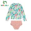 upandfast Girls Rash Guard Set Long Sleeve Two Piece Bathing Suit with UPF 50+ Sun Protection (Lemon, 5 Years) view 2