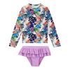 upandfast Toddler and Little Girls Rash Guard Sets with Bikini Bottoms Bathing Suit (Purple Flower, 4 Years) view 1