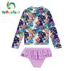 upandfast Toddler and Little Girls Rash Guard Sets with Bikini Bottoms Bathing Suit (Purple Flower, 4 Years) view 2