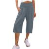 XUNRYAN Womens Linen Capri Yoga Pants Wide Leg Loose Comfy Lounge Capris Casual Summer Flowy Boho Crop Pants with Pockets view 1