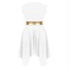 ranrann Women's Asymmetrical Praise Dance Tunic Color Block Sleeveless Worship Lyrical Dance Overlay Costume V Neck-White Medium view 4