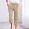 XUNRYAN Womens Linen Capri Yoga Pants Wide Leg Loose Comfy Lounge Capris Casual Summer Flowy Boho Crop Pants with Pockets view 2