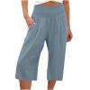 XUNRYAN Womens Linen Capri Yoga Pants Wide Leg Loose Comfy Lounge Capris Casual Summer Flowy Boho Crop Pants with Pockets view 1