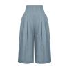 XUNRYAN Womens Linen Capri Yoga Pants Wide Leg Loose Comfy Lounge Capris Casual Summer Flowy Boho Crop Pants with Pockets view 3