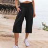 XUNRYAN Womens Linen Capri Yoga Pants Wide Leg Loose Comfy Lounge Capris Casual Summer Flowy Boho Crop Pants with Pockets view 2