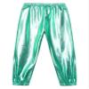 ACSUSS Girls Metallic Jogger Pants Shiny Jazz Hip Hop Dancewear Youth High-Waist Leg Openings Trousers Blue Green 16 Years view 3