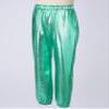 ACSUSS Girls Metallic Jogger Pants Shiny Jazz Hip Hop Dancewear Youth High-Waist Leg Openings Trousers Blue Green 16 Years view 4