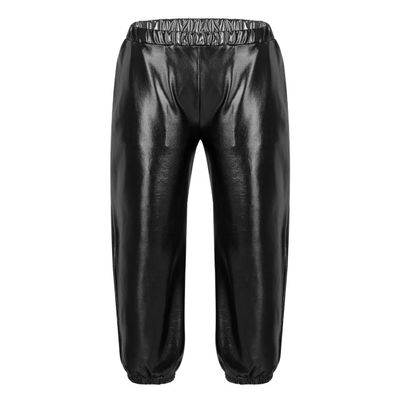 ACSUSS Girls Metallic Jogger Pants Shiny Jazz Hip Hop Dancewear Youth High-Waist Leg Openings Trousers Black 16 Years