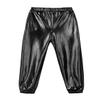ACSUSS Girls Metallic Jogger Pants Shiny Jazz Hip Hop Dancewear Youth High-Waist Leg Openings Trousers Black 16 Years view 3