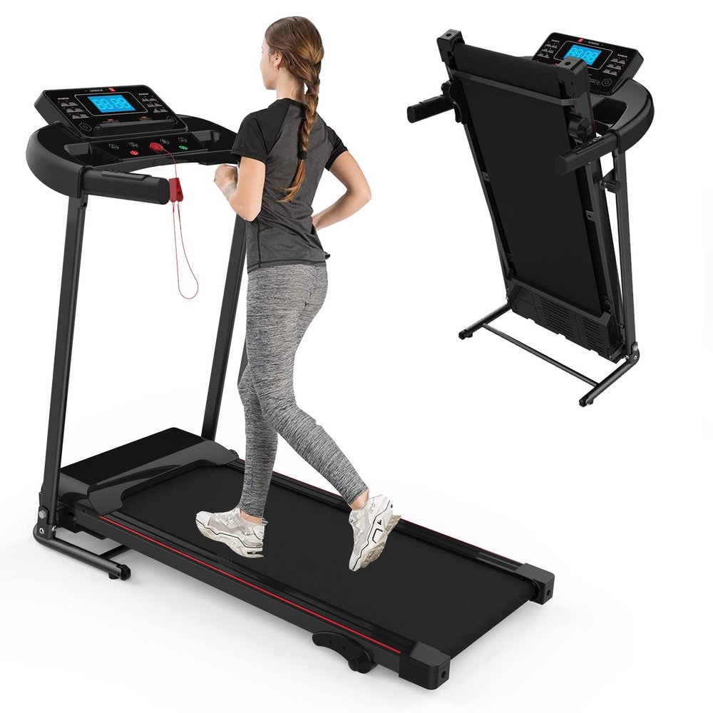 Home Foldable Treadmill with Incline, Folding Treadmill for Home Workout, Electric Walking Machine 15 Preset or Adjustable Programs 250 LB Capacity MP3(Black)