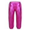 ACSUSS Girls Metallic Jogger Pants Shiny Jazz Hip Hop Dancewear Youth High-Waist Leg Openings Trousers Rose 16 Years view 1