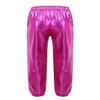 ACSUSS Girls Metallic Jogger Pants Shiny Jazz Hip Hop Dancewear Youth High-Waist Leg Openings Trousers Rose 16 Years view 2