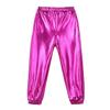 ACSUSS Girls Metallic Jogger Pants Shiny Jazz Hip Hop Dancewear Youth High-Waist Leg Openings Trousers Rose 16 Years view 3