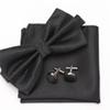 VMAKBUWIS Mens Tie Set Bowtie Cravat Cufflinks Party Wedding Bow Ties For Men Girls Solid Color Bowknot Black view 1