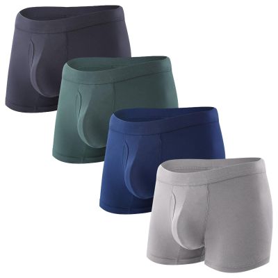 BAMBOO COOL Mens Underwear Trunks for Man Soft Waistband Open-fly Support Briefs(3 or 4 pack)