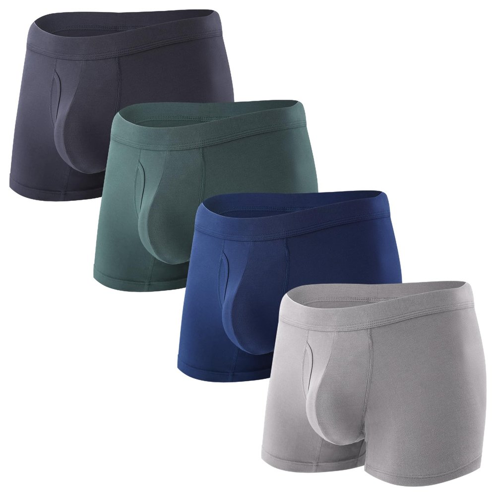 BAMBOO COOL Mens Underwear Trunks for Man Soft Waistband Open-fly Support Briefs(3 or 4 pack)