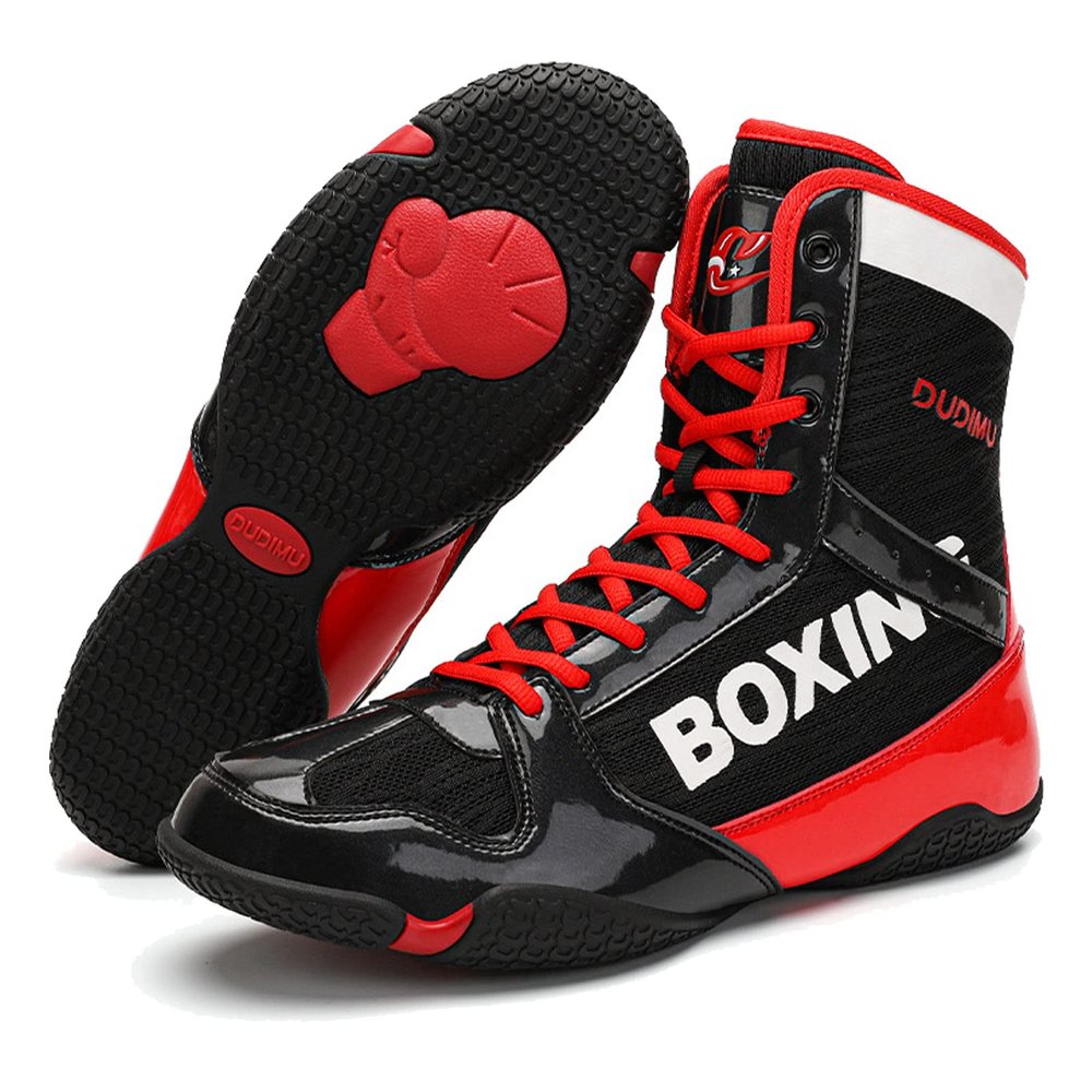 Zivopah Professional Boxing Shoes Men's and Women's Breathable Wrestling Shoes Training Shoe for Adult Non Slip Fitness Sneakers-red43