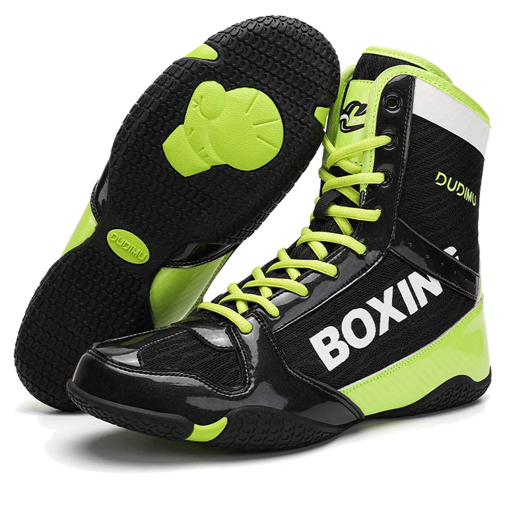 Zivopah Professional Boxing Shoes Men's and Women's Breathable Wrestling Shoes Training Shoe for Adult Non Slip Fitness Sneakers-green39