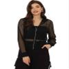 Allegra K Mesh Sheer Jacket for Women Long Sleeve Hoodie Zipper Up Lightweight Casual Outwear Night Out Party Outfit Large Black view 1