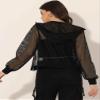 Allegra K Mesh Sheer Jacket for Women Long Sleeve Hoodie Zipper Up Lightweight Casual Outwear Night Out Party Outfit Large Black view 2
