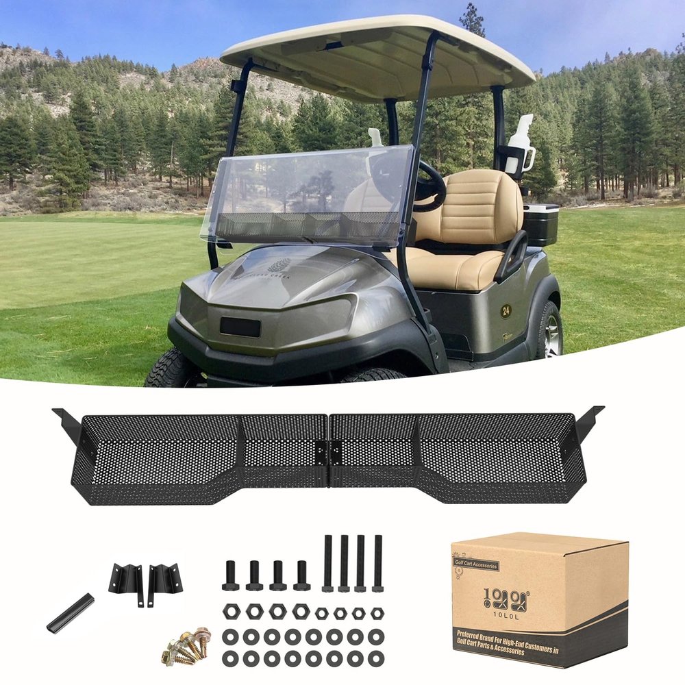 10L0L Golf Cart Inner Storage Utility Basket-Premium Steel Anti-Rust Suitable for Golf Cart Club Car Tempo Front Dash Storage Tray Organizer (Black)