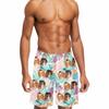 Custom Funny Men's Swim Trunks with Couple Face Photo, Personalized Hawaiian Print Quick Dry Swimwear Beach Shorts Customized Gifts for Dad Husband Boyfriend Birthday Father's Day- 9 Sizes view 1