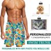 Custom Face Swim Trunks for Men Personalized Photo Hawaiian Print Dissolving Swim Trunks Funny Beach Board Shorts with Pet Dog Face Customized Gifts for Dad Husband BF Birthday - L view 2