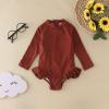 Summer Toddler Girls Long Sleeve Solid Color Ruffles 1 Piece Swimwear Beach Onesie Swimsuit Bikini Toddler Wetsuit (Brown, 2-3 Years) view 3