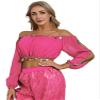 iiniim Women's Chiffon Belly Dance Tops Puff Sleeve Belly Dancing Costume Practice Dancing Costume Hot Pink One Size view 1