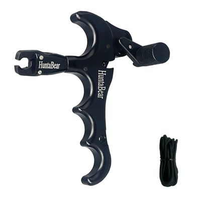 ZeoPeya Bow Release for Compound Bow, 4-Finger 360 Rotate Caliper Thumb Release Archery Accessories (Black)