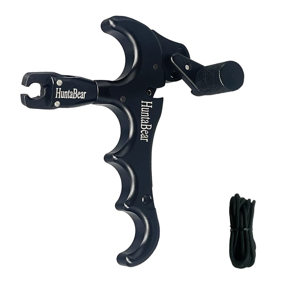 ZeoPeya Bow Release for Compound Bow, 4-Finger 360 Rotate Caliper Thumb Release Archery Accessories (Black)