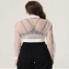 Allegra K Mesh Crop Jacket for Women's Party Club Lightweight Long Sleeve Bomber Sheer Jacket Medium White view 2