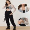 Allegra K Mesh Crop Jacket for Women's Party Club Lightweight Long Sleeve Bomber Sheer Jacket Medium White view 3