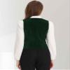 Allegra K Waistcoat for Women's Steampunk Velvet Vintage 2025 Sleeveless Blazer Dressy Suit Vests Medium Dark Green view 3
