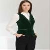Allegra K Waistcoat for Women's Steampunk Velvet Vintage 2025 Sleeveless Blazer Dressy Suit Vests Medium Dark Green view 4