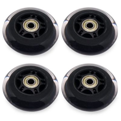 BENLIUDH Inline Skate Wheels With Bearings, 3 Inch Roller Blade 76mm Outdoor and Indoor Clear Wheels for Office Chairs, Luggage (4 Pack, Black)