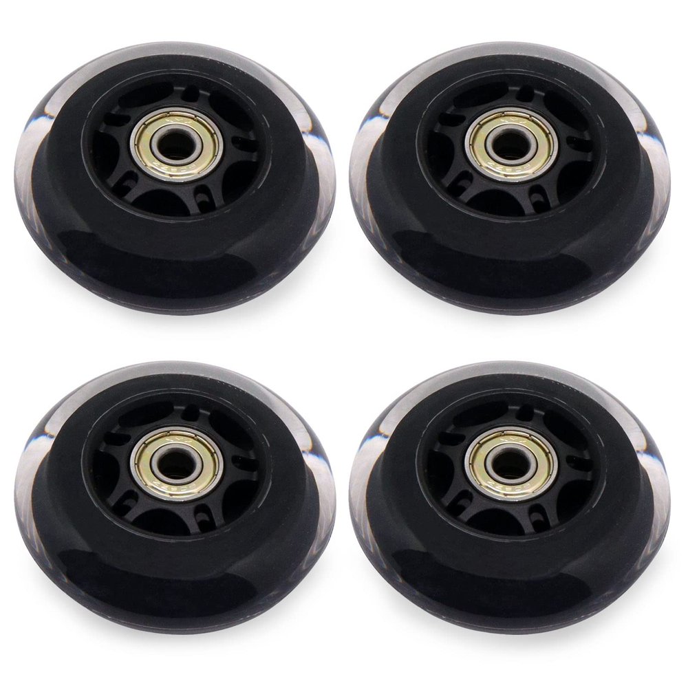 BENLIUDH Inline Skate Wheels With Bearings, 3 Inch Roller Blade 76mm Outdoor and Indoor Clear Wheels for Office Chairs, Luggage (4 Pack, Black)