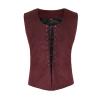 Teyujosem Men's Medieval Pirate Vest lace up Steampunk Renaissance Waistcoat (2022050RD, XL) view 1