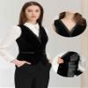 Allegra K Waistcoat for Women's Steampunk Velvet Vintage 2025 Sleeveless Blazer Dressy Suit Vests Medium Black view 2