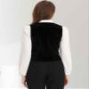 Allegra K Waistcoat for Women's Steampunk Velvet Vintage 2025 Sleeveless Blazer Dressy Suit Vests Medium Black view 3