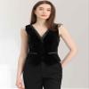 Allegra K Waistcoat for Women's Steampunk Velvet Vintage 2025 Sleeveless Blazer Dressy Suit Vests Medium Black view 4