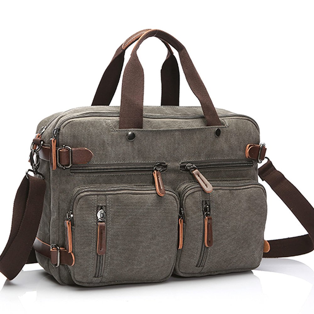 Dressnu Canvas bag business briefcase double shoulder Grey 44 * 32 * 13cm