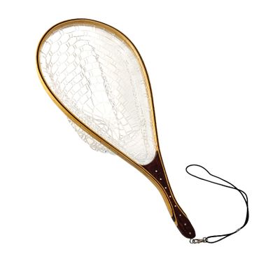 Aventik Fly Fishing Trout Landing Net Wooden Nets Soft Rubber Ghost Net Release Catch & Release (HWRN06)