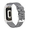 Abanen Women and Men Band for Fitbit Charge 6 / Charge 5, Soft Woven Canvas Nylon Quick Dry Wrist Strap for Fitbit Charge 5 (Black-White)