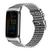Abanen Women and Men Band for Fitbit Charge 6 / Charge 5, Soft Woven Canvas Nylon Quick Dry Wrist Strap for Fitbit Charge 5 (Black-White) view 2